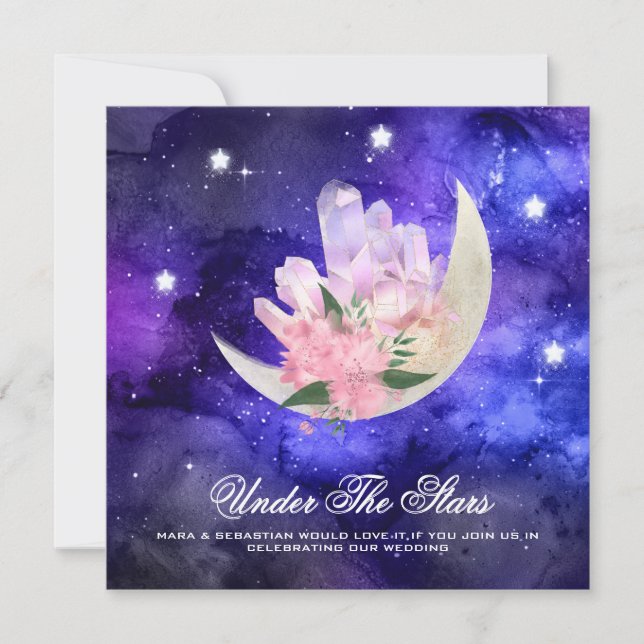 *~* Cosmic UAWG Moon Crystal WEBSITE AR14 Wedding  Einladung (Vorderseite)