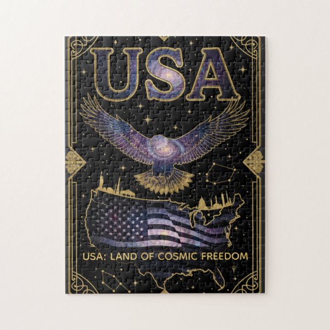 Cosmic USA Eagle Celestial Map Art (Vertikal)