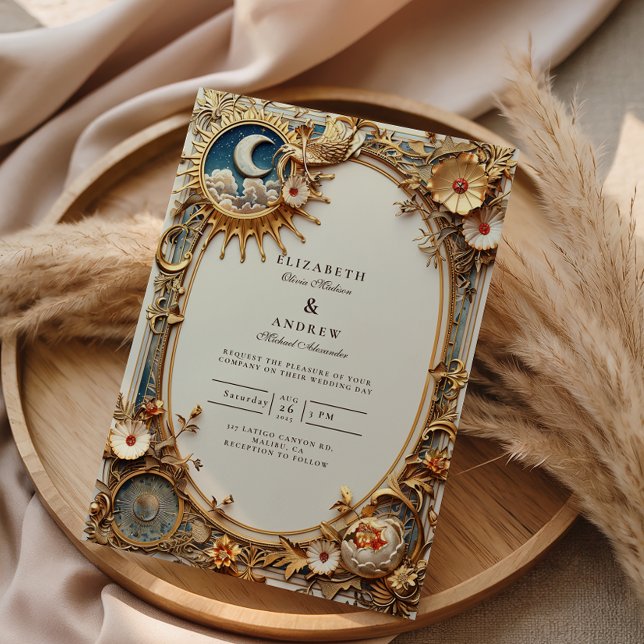 Cosmic Vintage Constellation Wedding Einladung (Von Creator hochgeladen)