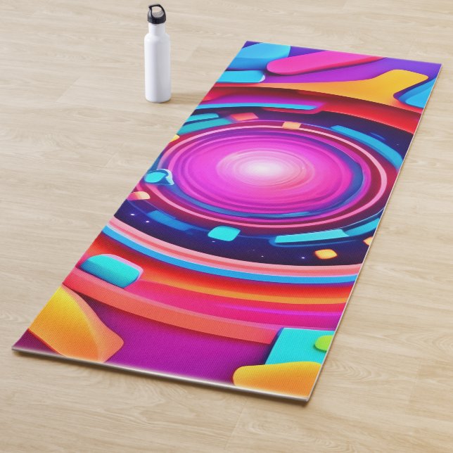 Cosmic Vortex: Eine Neon Odyssey Yogamatte (Beispiel)
