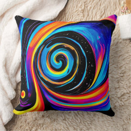Cosmic Vortex Swirl in Neon Hues Kissen