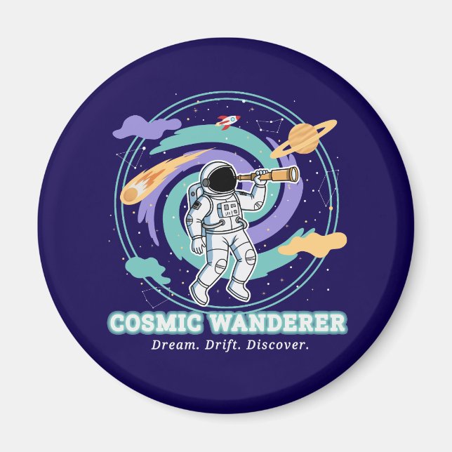Cosmic Wanderer Astronaut Telescop Magnet (Vorne)