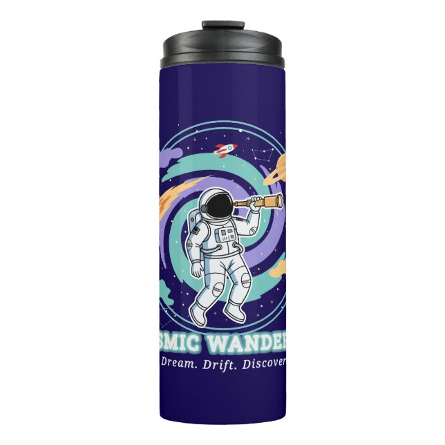 Cosmic Wanderer Astronaut Telescop Thermosbecher (Vorderseite)