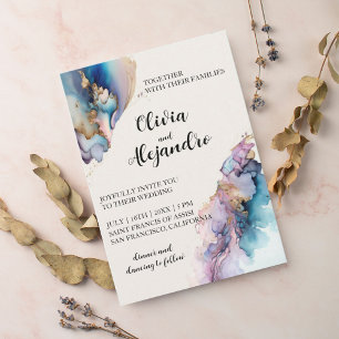 Cosmic Watercolor Wedding Einladung