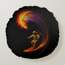 Cosmic Wave Rider Rundes Kissen