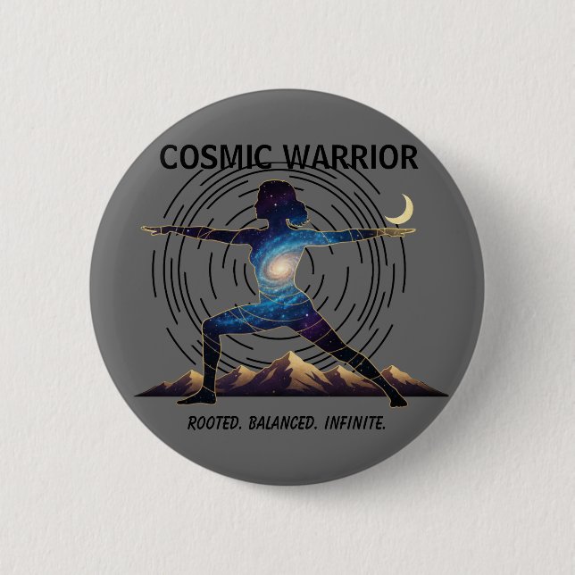 Cosmic Yoga Warrior | Galaxy Body Pose Button (Vorderseite)