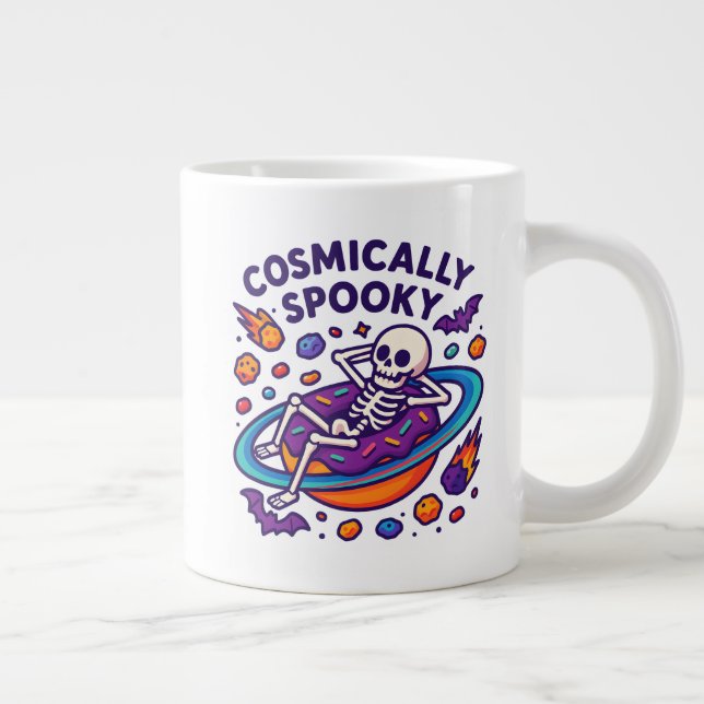 Cosmically Spooky Design Space Skeleton Halloween Jumbo-Tasse (Rechts)
