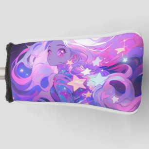 Cosmisches Rosa und Lila Anime-Girl Golf Headcover