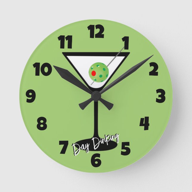 Cosmo Cocktail am Tag, Pickleball Limes Runde Wanduhr (Vorderseite)