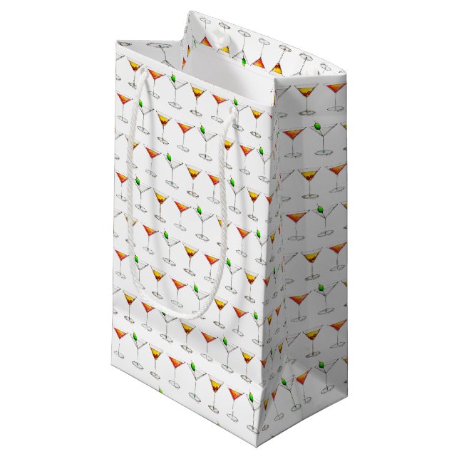 Cosmo Martini Manhattan Cocktail Mixed Drinks Bag Kleine Geschenktüte (Vorderseite Schrägansicht)