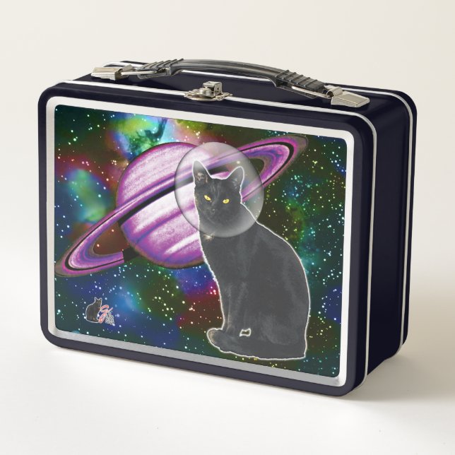 Cosmo-Metal-Lunchbox für die Weltraumkatze Metall Brotdose (Vorderseite)