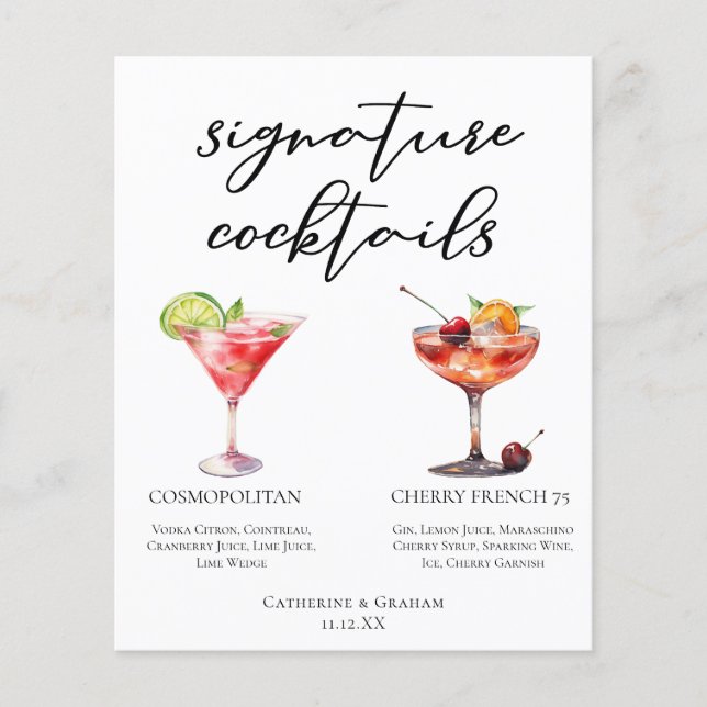 Cosmopolitan Cherry French 75 Cocktails Menu (Vorderseite)