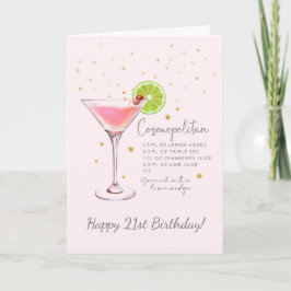 Cosmopolitan Cocktail 21. Happy Birthday Card Karte