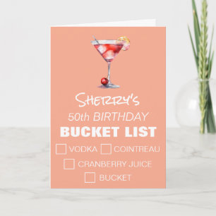 Cosmopolitan Cocktail Lustige Bucket List, Geburts Karte