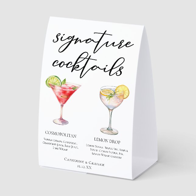 Cosmopolitan Lemon Drop Signature Cocktails Menu Tischaufsteller (Vorderseite)