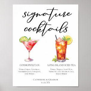 Cosmopolitan Long Island Signature Cocktails Menü Poster