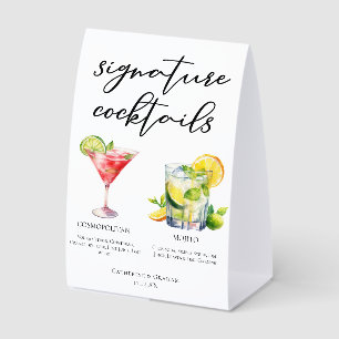 Cosmopolitan Mojito Hochzeitscocktails Menü Tischaufsteller