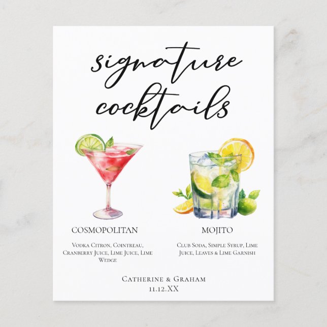 Cosmopolitan Mojito Signature Cocktails Menü (Vorderseite)
