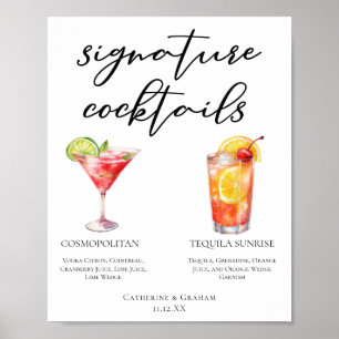 Cosmopolitan Tequila Sunrise Cocktails Menü Poster