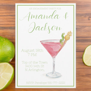 Cosmopolitischer Cocktail-Party für Aquarellfarben Einladung