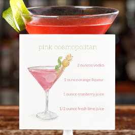 Cosmopolitischer Cocktail Rezept für Wasserfarben Serviette