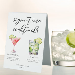 Cosmopolitisches Menü für Gin & Tonspur Cocktails Tischaufsteller