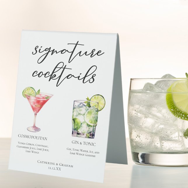 Cosmopolitisches Menü für Gin & Tonspur Cocktails Tischaufsteller (Von Creator hochgeladen)