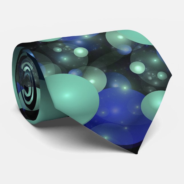 Cosmos Blue Green Bubbles Business Dress Attraktio Krawatte (Gerollt)