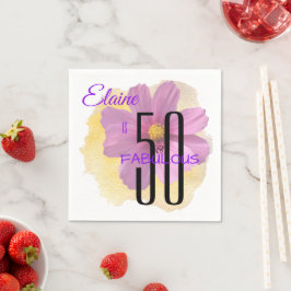 Cosmos-Blume auf Gelbpaint Splash 50 & Fabulous Serviette