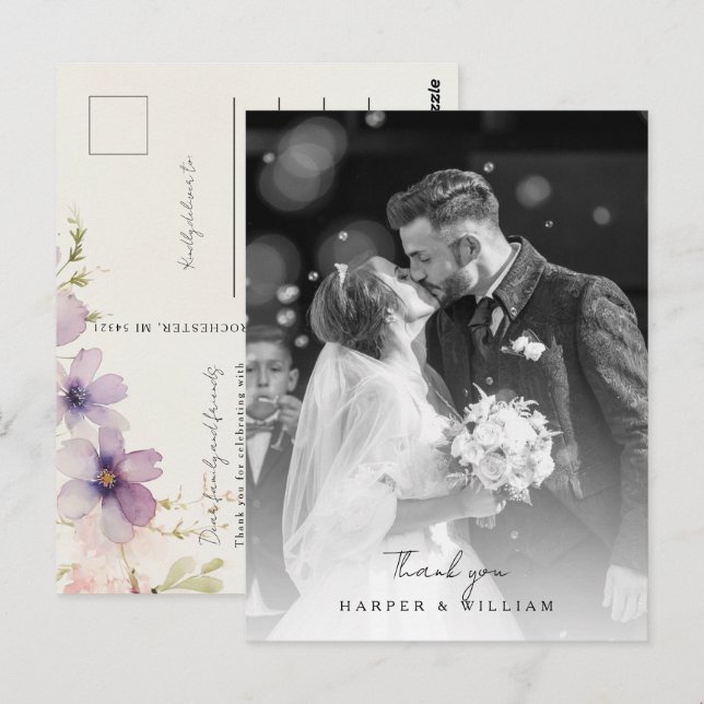 cosmos Blume danke Ihnen Foto Hochzeit Postcard Postkarte (Vorne/Hinten)