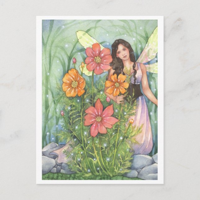 Cosmos Blume Fairy Fantasy Kunst, Dichtung und Mus Postkarte (Vorderseite)
