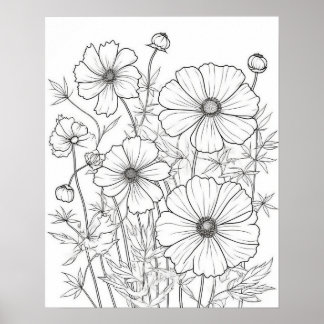 Cosmos Blume Farbenplakat für Erwachsene Poster