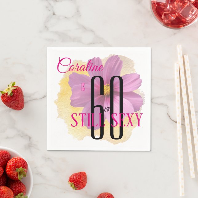 Cosmos Blume Gelber Paint Splash 60 & Still Sexy Serviette (Beispiel)