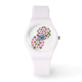 Cosmos-Blume-Muster Armbanduhr