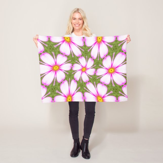 Cosmos-Blume-Muster Fleecedecke (Beispiel)