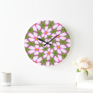 Cosmos-Blume-Muster Große Wanduhr
