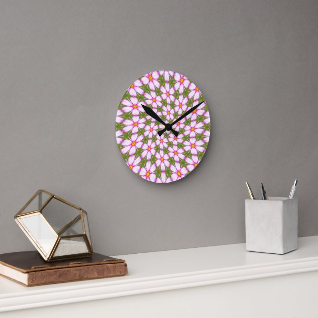 Cosmos-Blume-Muster Runde Wanduhr (Büro)