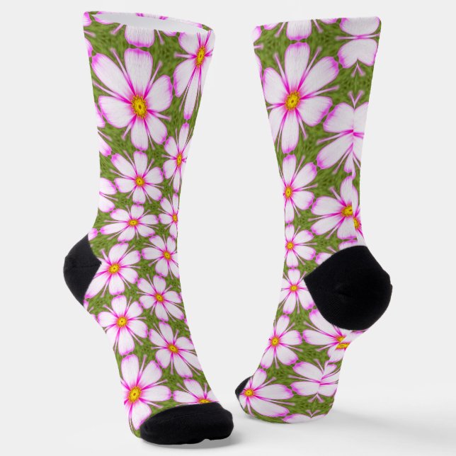 Cosmos-Blume-Muster Socken (Gewinkelt)