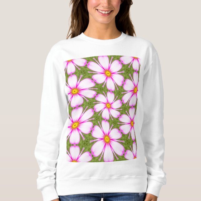 Cosmos-Blume-Muster Sweatshirt (Vorderseite)