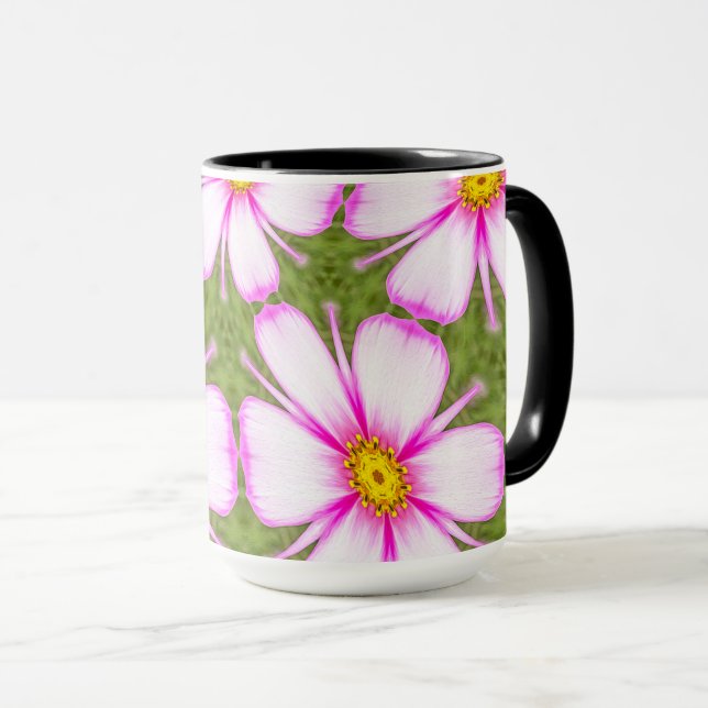 Cosmos-Blume-Muster Tasse (VorderseiteRechts)