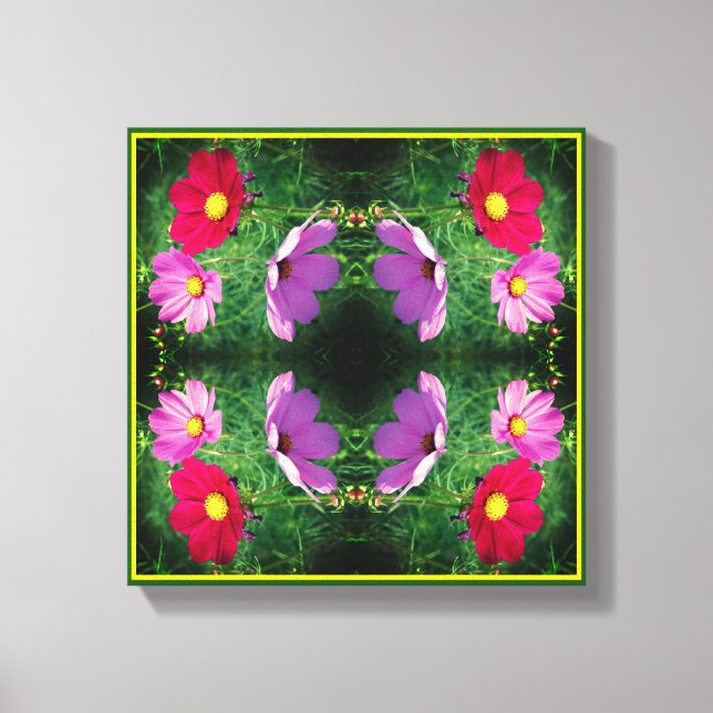 Cosmos Blume Trio Abstrakt Leinwanddruck (Vorderseite)