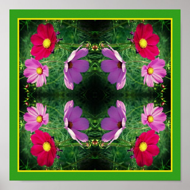 Cosmos Blume Trio Mirror Abstrakt Poster (Vorne)