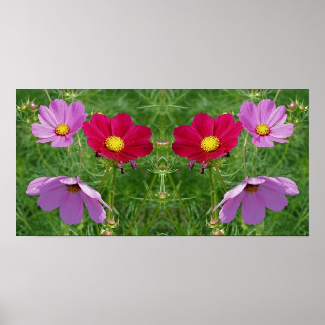 Cosmos Blume Trio Mirror Abstrakt Poster (Vorne)