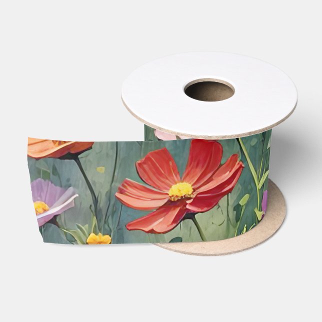 Cosmos Garden Abstrakt Satinband (Spule)