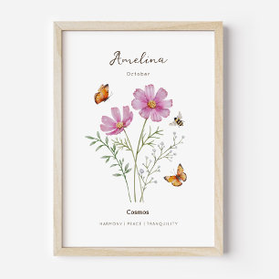 Cosmos-Geburtsmonats-Blumenposter Poster