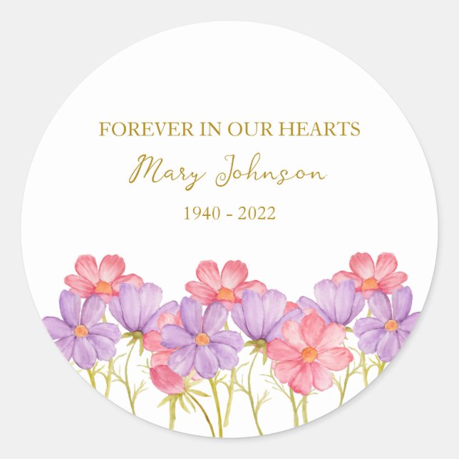 Cosmos Memorial Funeral Classic Round Sticker (Vorderseite)