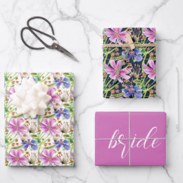 Cosmos Pink und Blue Bridal Wedding Geschenkpapier Set