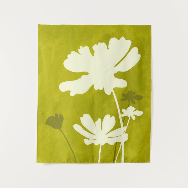 Cosmos Silhouette Lime Green Summer Zuhause Wandteppich (Vorderseite)