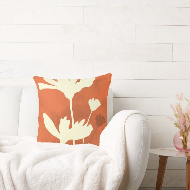 Cosmos Silhouette mit orangefarbenem Hintergrund Kissen (Liege)