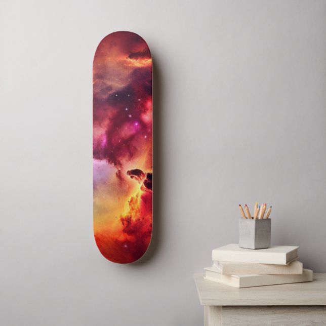 Cosmos Space Sky Roter Nebel Skateboard (Wandkunst)